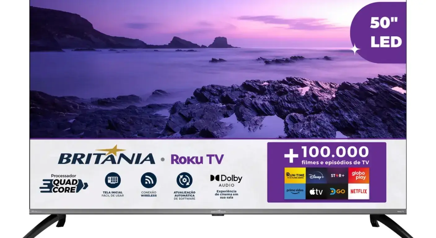 Tv Britânia é boa? Vale a pena ou é cilada? Veja antes de comprar 3 Smart Tv 50 Led 4k Britania B50cra Uhd Roku Dolby Audio