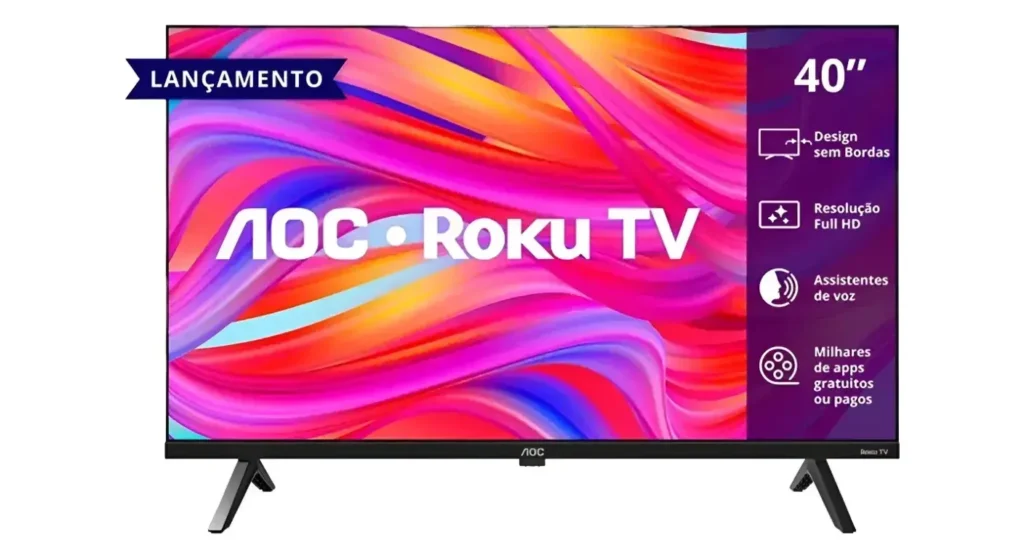 Smart Tv Aoc 40'' Full Hd Roku 40s5045/78 - Preta
